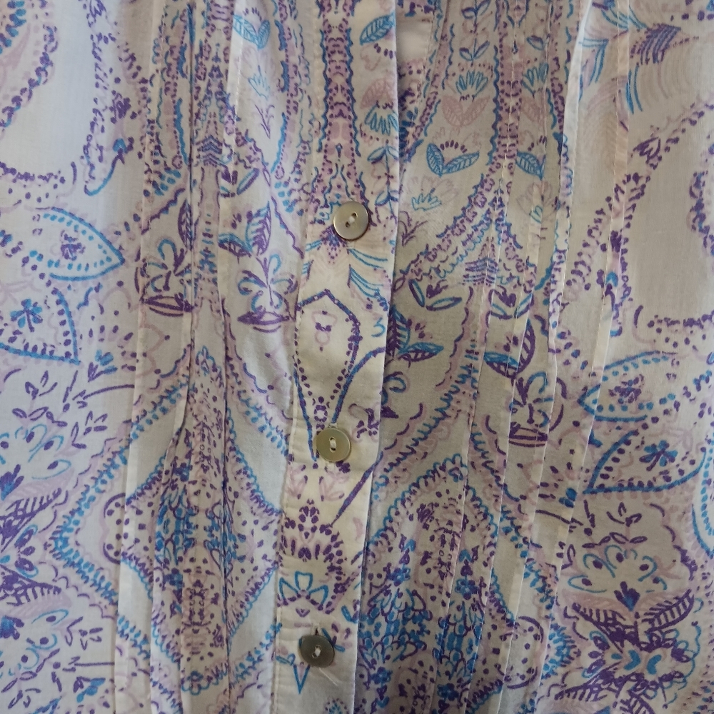 CHICO'S lightweight cotton print button down tunic, 2P - Picture 5 of 13
